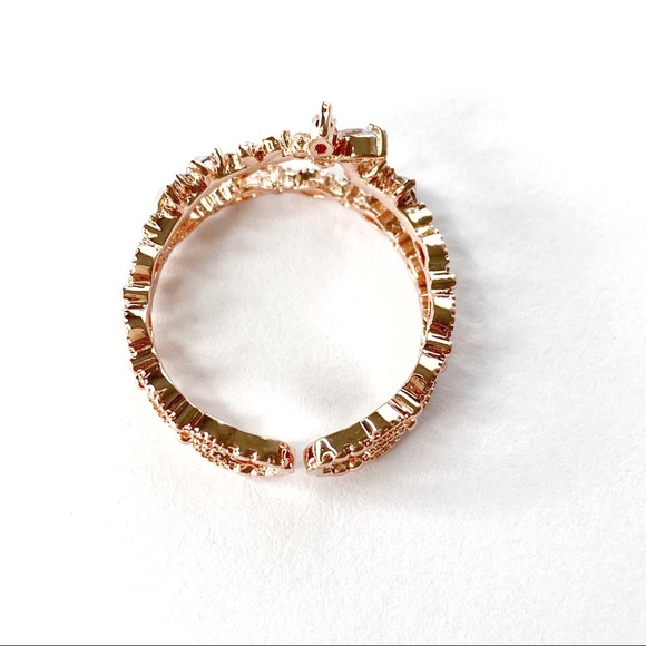 Butterfly Garden Rose Gold Tone Dual Ring Band 5+ - Picture 5 of 6